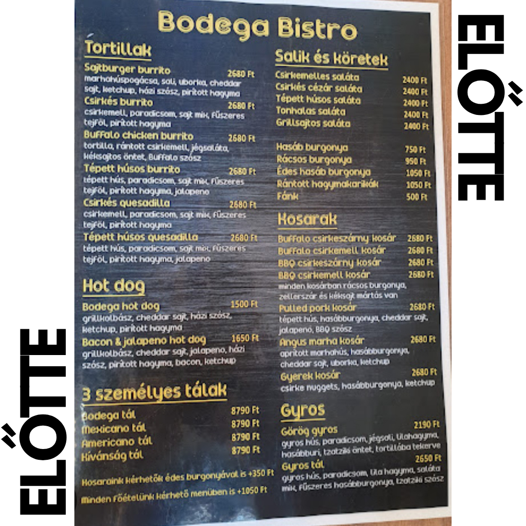 Bodega Bistró - Flyer és új menü - 2