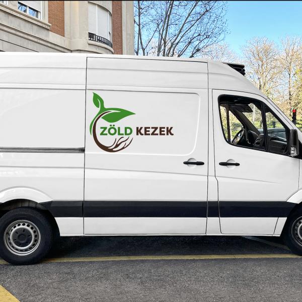 Zöld kezek logó tervezés grafikai referencia előnézet